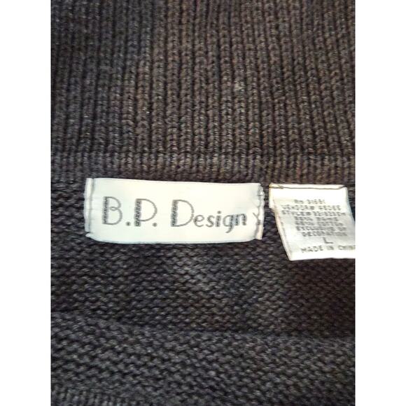 B P Designs sz Large Holiday sweater Christmas tree bling tunic knit black red - Picture 3 of 14